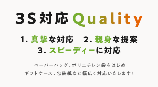 3S対応 Quality 真摯な対応・親身な提案・スピーディーに対応