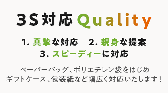 3S対応 Quality 真摯な対応・親身な提案・スピーディーに対応